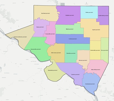 Randolph County IL townships and subdivisions map