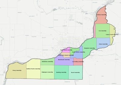 Rock Island County IL townships and subdivisions map