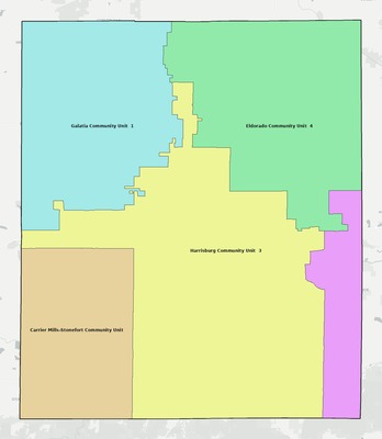 Saline County IL school district boundaries map
