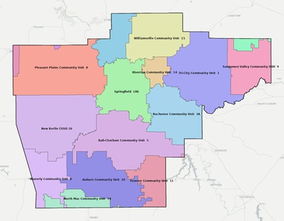 Sangamon County IL school district boundaries map