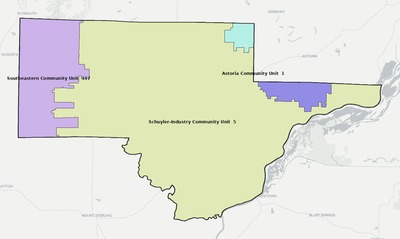 Schuyler County IL school district boundaries map