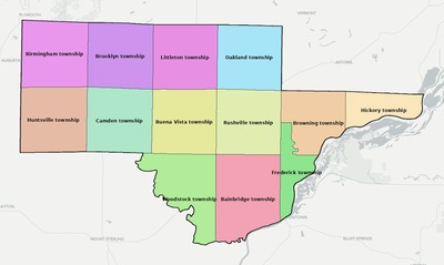Schuyler County IL townships and subdivisions map