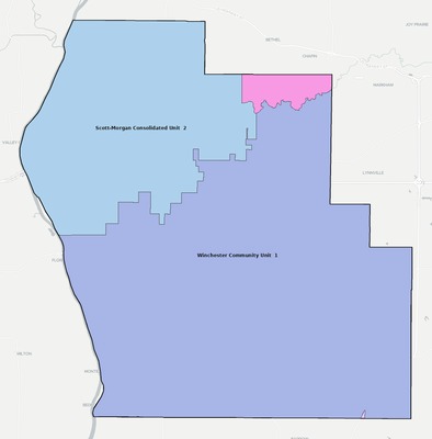 Scott County IL school district boundaries map