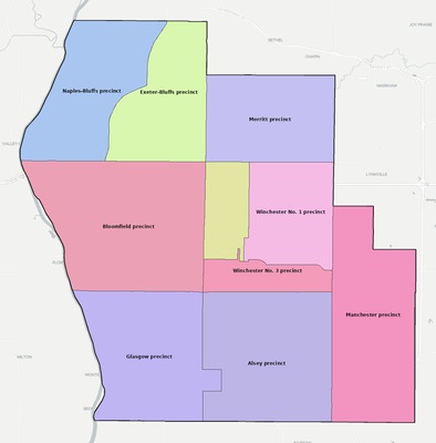 Scott County IL townships and subdivisions map