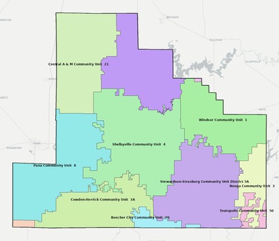 Shelby County IL school district boundaries map