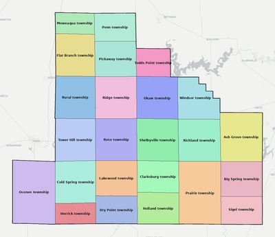 Shelby County IL townships and subdivisions map