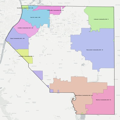 St. Clair County IL school district boundaries map