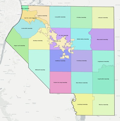 St. Clair County IL townships and subdivisions map