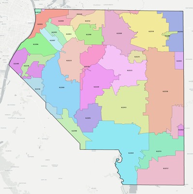 St. Clair County IL ZIP code boundaries map