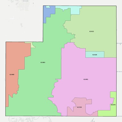 Stark County IL ZIP code boundaries map