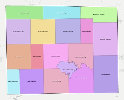 Stephenson County IL townships and subdivisions map
