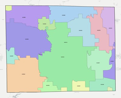 Stephenson County IL ZIP code boundaries map
