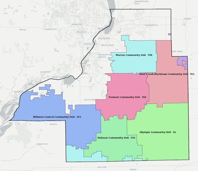 Tazewell County IL school district boundaries map