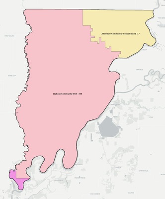 Wabash County IL school district boundaries map