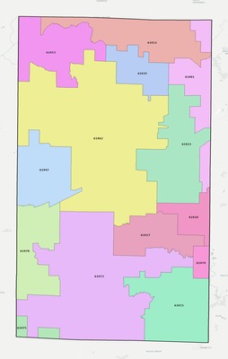 Warren County IL ZIP code boundaries map