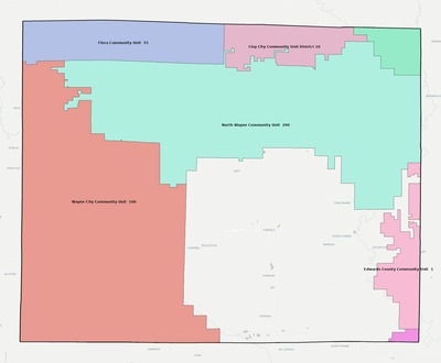 Wayne County IL school district boundaries map