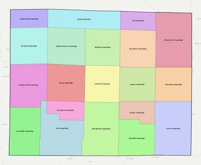 Wayne County IL townships and subdivisions map