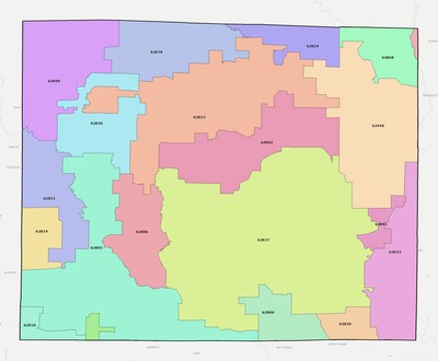Wayne County IL ZIP code boundaries map