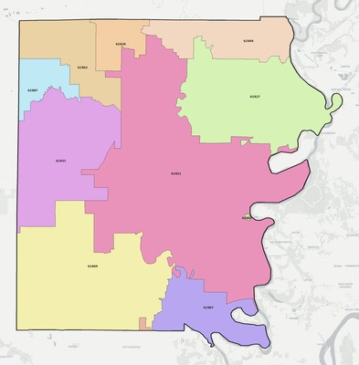 White County IL ZIP code boundaries map