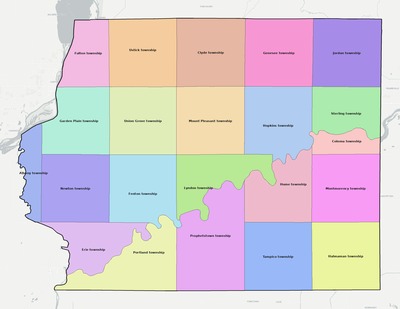 Whiteside County IL townships and subdivisions map