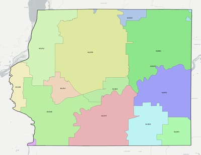 Whiteside County IL ZIP code boundaries map
