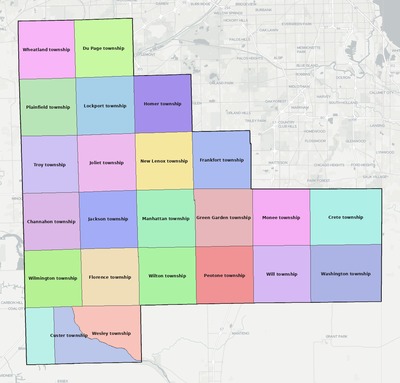 Will County IL townships and subdivisions map