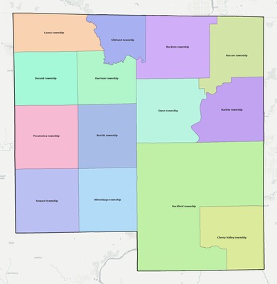Winnebago County IL townships and subdivisions map