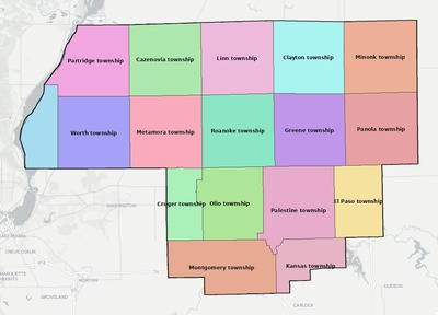 Woodford County IL townships and subdivisions map