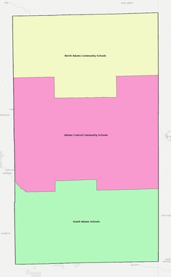 Adams County IN school district boundaries map