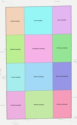 Adams County IN townships and subdivisions map