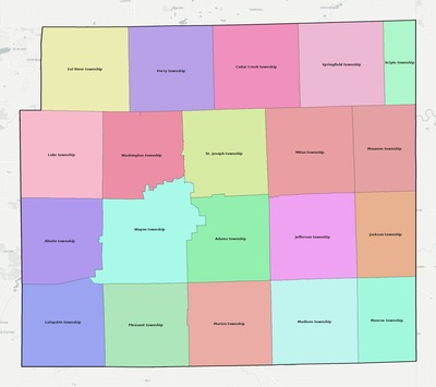 Allen County IN townships and subdivisions map