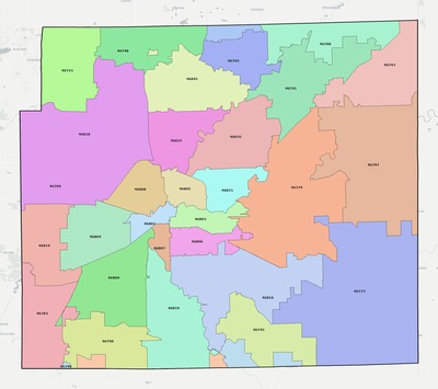 Allen County IN ZIP code map preview