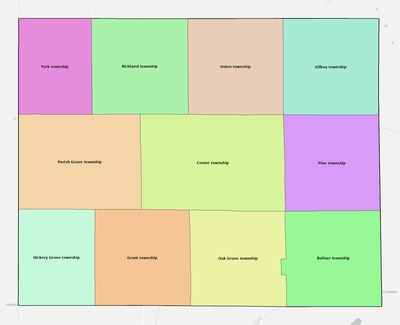 Benton County IN townships and subdivisions map