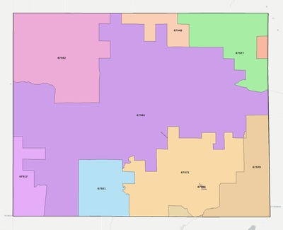 Benton County IN ZIP code boundaries map