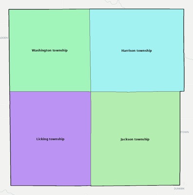 Blackford County IN townships and subdivisions map