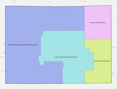 Boone County IN school district boundaries map