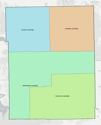 Brown County IN townships and subdivisions map