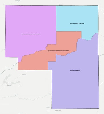 Cass County IN school district boundaries map
