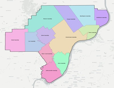 Clark County IN townships and subdivisions map