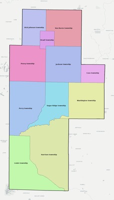 Clay County IN townships and subdivisions map