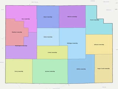 Clinton County IN townships and subdivisions map