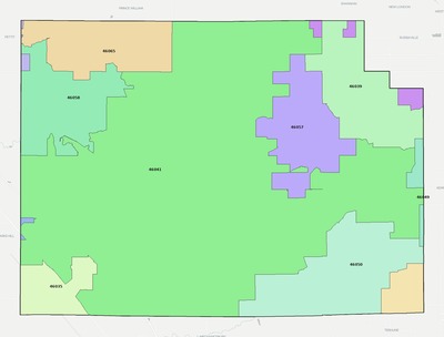 Clinton County IN ZIP code boundaries map