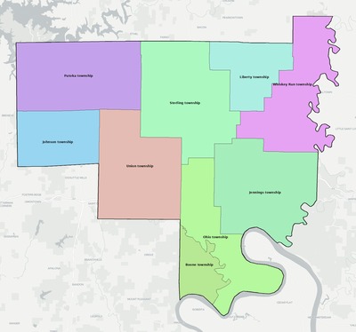 Crawford County IN townships and subdivisions map