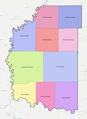 Daviess County IN townships and subdivisions map