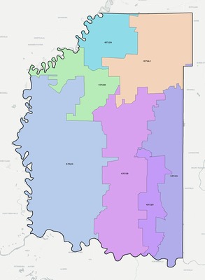 Daviess County IN ZIP code boundaries map