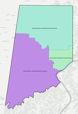 Dearborn County IN school district boundaries map