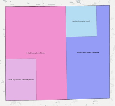 DeKalb County IN school district boundaries map