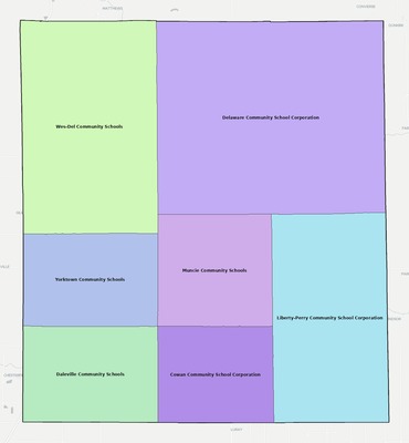 Delaware County IN school district boundaries map