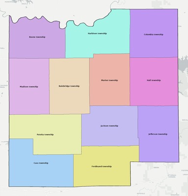 Dubois County IN townships and subdivisions map