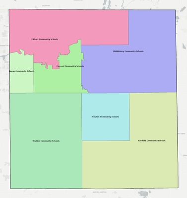 Elkhart County IN school district boundaries map